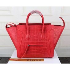 Geantă Celine Boston Croco din piele roșie