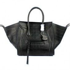 Genți Celine Boston Croco negre din piele