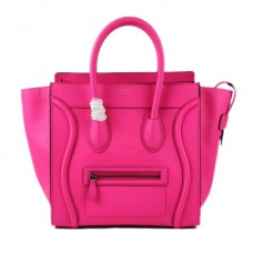 Geantă Celine Large Luggage Tote din piele roz neon