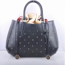 Geantă Fendi B Fab din piele neagră perforată, cu mâner superior, mare Geantă Fendi B Fab din piele neagră perforată, cu mâner superior, mare