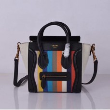 Celine Bagaj Mic Tote Negru Cu Dungi Rainbow