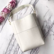 Geantă Celine Sangle Seau din piele granulată albă