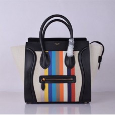 Celine Bagaj Mare Tote Negru Rainbow Stripe