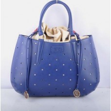 Geantă Fendi B Fab din piele albastră perforată, cu mâner superior, mare Geantă Fendi B Fab din piele albastră perforată, cu mâner superior, mare