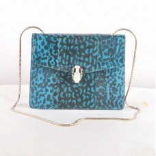 Geantă de umăr din piele Bvlgari Serpenti Snake Veins albastră 605 Geantă de umăr din piele Bvlgari Serpenti Snake Veins albastră 605