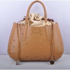 Geantă Fendi B Fab Apricot din piele perforată, mare, cu mâner superior Geantă Fendi B Fab Apricot din piele perforată, mare, cu mâner superior