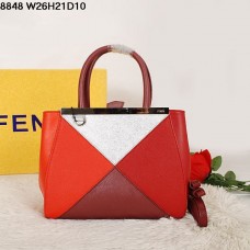 Geantă Fendi 2Jours din piele Ferrari roșie multicoloră 8848
