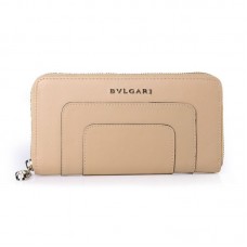 Portofel cu fermoar din piele originală Bvlgari Serpenti, culoare caisă 201301