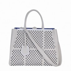 Geantă Fendi 2Jours Ferrari din piele albă Clinch Bolt