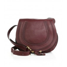 Geantă crossbody rotundă medie Chloe Marcie din catifea închisă la culoare