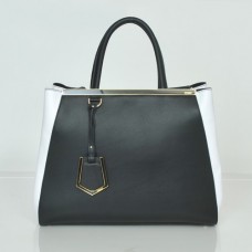 Geantă Fendi 2Jours din piele originală în negru/alb