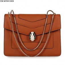 Geantă Bvlgari Serpenti GM din piele de vițel în galben pământ Geantă Bvlgari Serpenti GM din piele de vițel în galben pământ