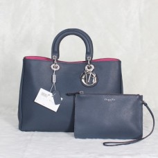 Geantă Dior Diorissimo Jumbo, Albastru Safir, Piele Litchi Importată (Fundamente Argintii) 602 Geantă Dior Diorissimo Jumbo, Albastru Safir, Piele Litchi Importată (Fundamente Argintii) 602