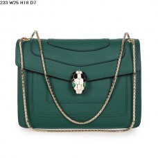 Geantă de umăr Bvlgari Serpenti din piele de vițel GM verde închis 233 Geantă de umăr Bvlgari Serpenti din piele de vițel GM verde închis 233