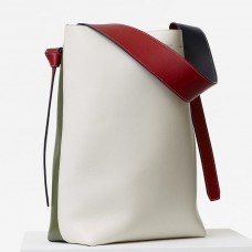 Geantă mică Celine Twisted Cabas din piele de vițel albă/migdală Geantă mică Celine Twisted Cabas din piele de vițel albă/migdală