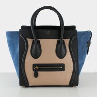 Celine Geantă mare de bagaje Negru Nude Albastru Suede