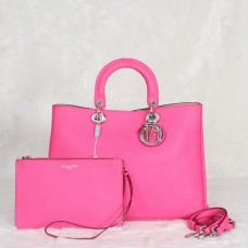 Geantă Dior Diorissimo Jumbo roz, piele importată Litchi (hardware argintiu) 602 Geantă Dior Diorissimo Jumbo roz, piele importată Litchi (hardware argintiu) 602