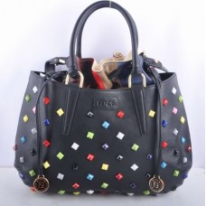 Geantă mare Fendi B Fab din piele neagră cu bijuterii multicolore, cu mâner superior Geantă mare Fendi B Fab din piele neagră cu bijuterii multicolore, cu mâner superior