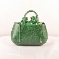Geantă medie cu mâner superior Fendi B Fab din piele cu vene de crocodil verde