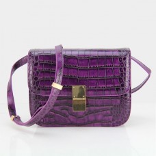 Geantă Celine Classic Box Croco Flap Purple