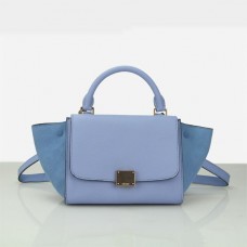 Geantă mică Celine Trapeze din piele întoarsă albastră Geantă mică Celine Trapeze din piele întoarsă albastră