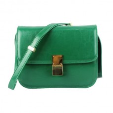 Geantă Celine Classic Box Calfskin Flap Green
