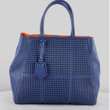 Geantă Fendi 2Jours albastră din piele Saffiiano