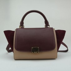 Geantă Celine Trapeze din piele întoarsă roșu închis Geantă Celine Trapeze din piele întoarsă roșu închis