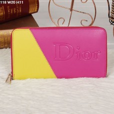 Portofel Christian Dior cu fermoar multicolor piersic/galben 118 Portofel Christian Dior cu fermoar multicolor piersic/galben 118