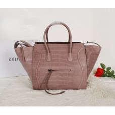 Geantă Celine Boston Croco din piele gri