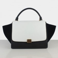 Geantă Celine Trapeze din piele întoarsă neagră și albă Geantă Celine Trapeze din piele întoarsă neagră și albă
