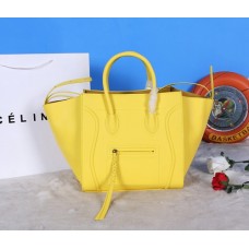 Genți Celine Boston din piele de vacă galbenă