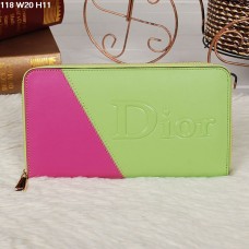Portofel Christian Dior multicolor cu fermoar, lime/piersică, 118 Portofel Christian Dior multicolor cu fermoar, lime/piersică, 118
