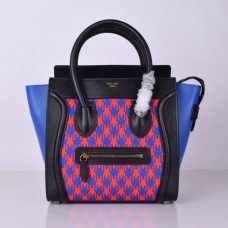 Celine Geantă medie de bagaj neagră Houndstooth