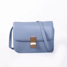 Geantă Celine Classic Box Calfskin Flap Blue Ice