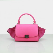 Geantă mică Celine Trapeze din piele roz neon Geantă mică Celine Trapeze din piele roz neon