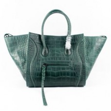 Genți Celine Boston Croco verde închis din piele