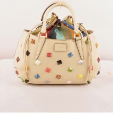 Geantă medie Fendi B Fab din piele Ferrari bej cu bijuterii multicolore, cu mâner superior Geantă medie Fendi B Fab din piele Ferrari bej cu bijuterii multicolore, cu mâner superior