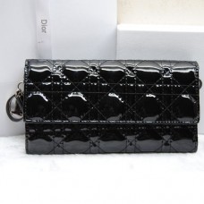 Portofel Dior CD086 negru din piele lăcuită Portofel Dior CD086 negru din piele lăcuită