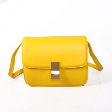 Geantă Celine Classic Box Calfskin Flap din piele galbenă