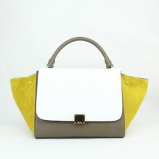 Celine Large Trapeze Suede Alb Khaki Galben