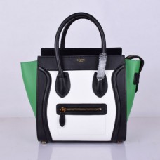 Geantă Celine Medium Luggage Tote Neagră, Albă și Verde