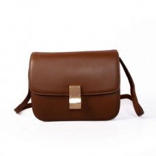 Geantă Celine Classic Box Calfskin Flap Maro Închis