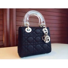 Geantă de mână replică Dior Lady din piele neagră Geantă de mână replică Dior Lady din piele neagră