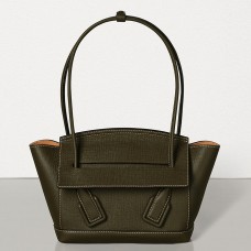 Geantă Bottega Veneta Arco 48 din piele de vițel granulată kaki