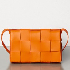 Geanta Caseta Bottega Veneta Din Piele De Miel Portocalie