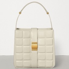 Geantă Bottega Veneta Padded Marie din piele de vițel albă cu hârtie