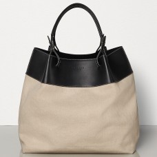 Geantă Bottega Veneta Quad Tote din in și piele de vițel