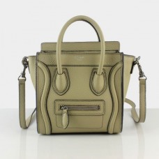 Geantă Celine Small Luggage Tote bej gri din piele