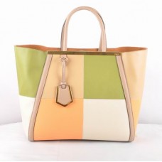 Geantă Fendi 2Jours din piele Ferrari galbenă multicoloră